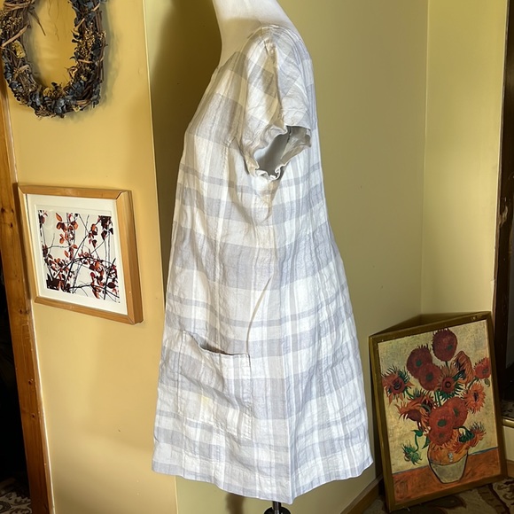 EILEEN FISHER Size Large Plaid Print Midi Tank Organic Cotton Linen breathable - Picture 5 of 15